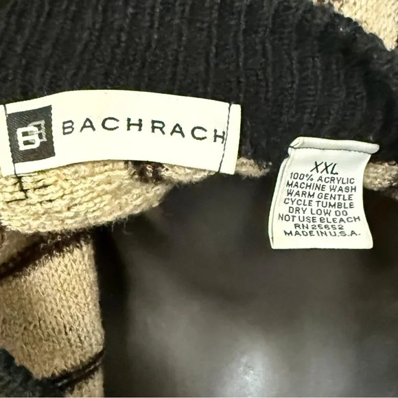 Bachrach Men's Cream and Brown Crewneck Sweater - Picture 4 of 4